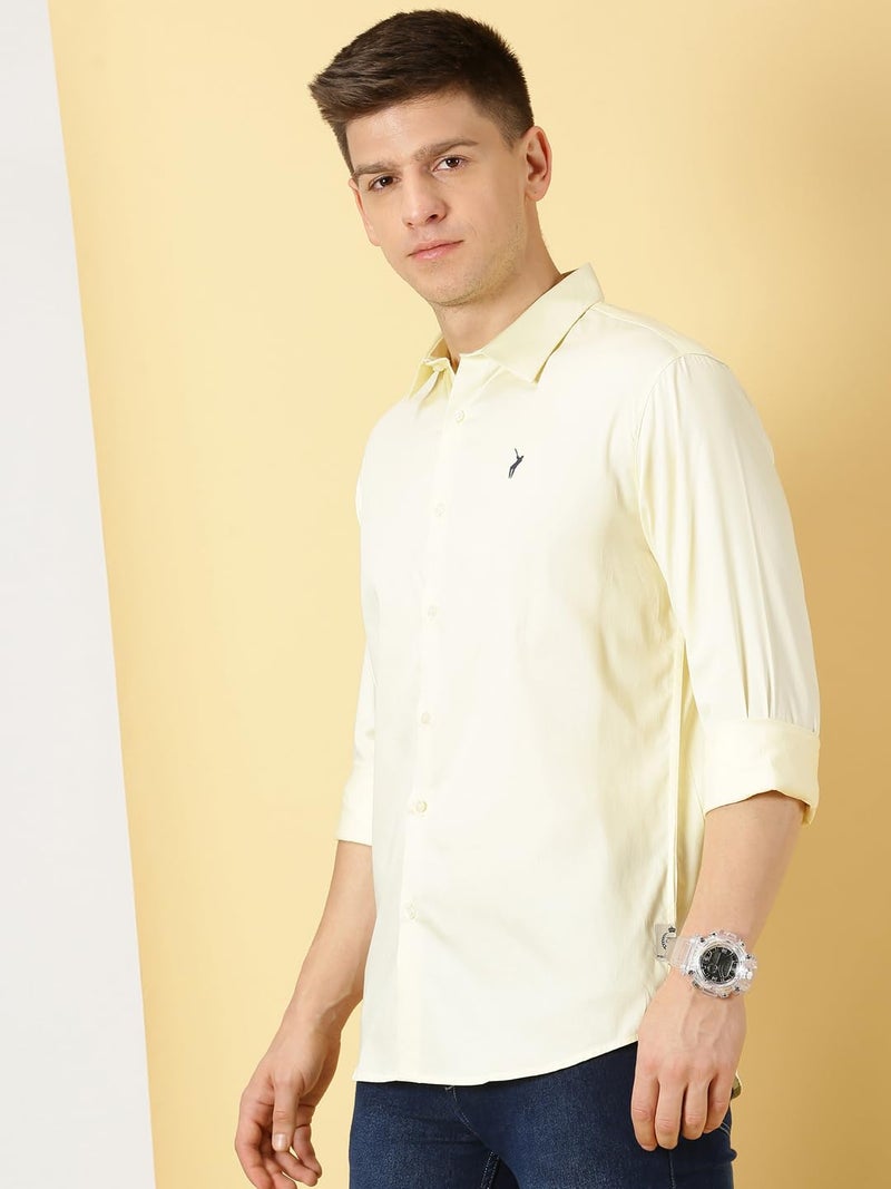 Thomas Scott Mens | Full Sleeve | Solid | Slim Fit | 100% Cotton | Spread Collar | Casual Shirts (Lemon_M) - Image 2