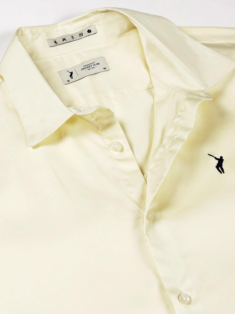 Thomas Scott Mens | Full Sleeve | Solid | Slim Fit | 100% Cotton | Spread Collar | Casual Shirts (Lemon_M) - Image 5