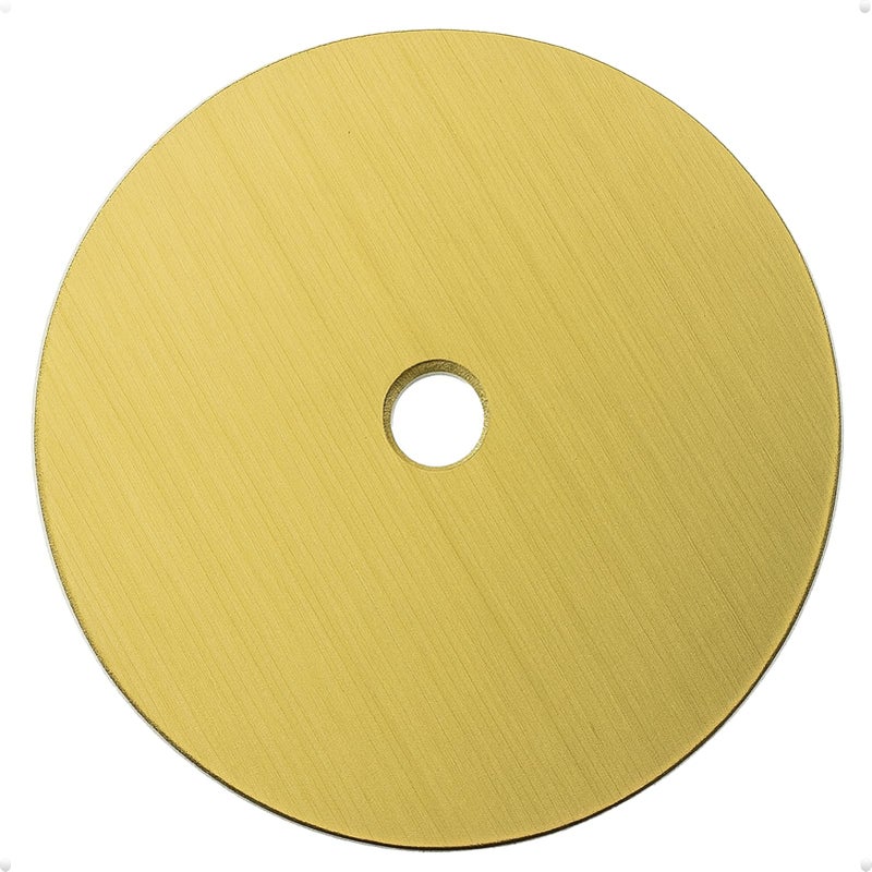 trust4care 4-Pack Brushed Gold Brass Round Large Backplate Rosette Washers for Bifold Cabinet Knob Handles, Thick 2-1/3" Titanium Gold Back Plate Sheets for Bi-Fold Pull Doorknobs - Image 1