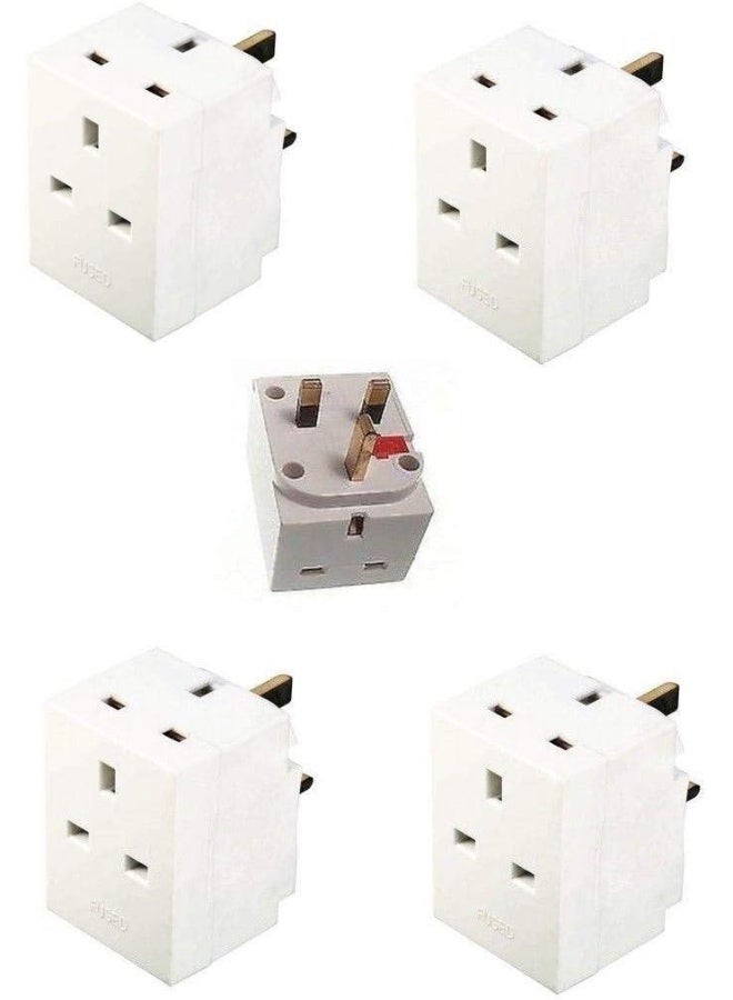 Salux 3 Way Uk Mains 13 Amp 240V Household Multi Plug Fused Adapter Ac 3 Socket - Image 4