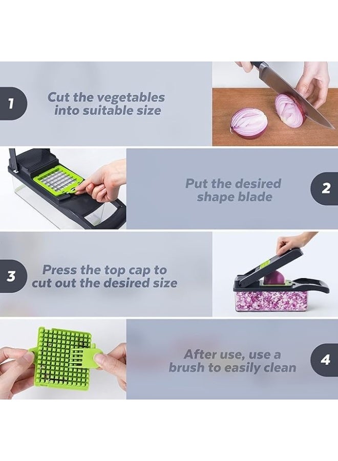 16-in-1 Vegetable Chopper with Container – Multifunction Manual Food Cutter, Slicer, Dicer, Grater, Peeler – Kitchen Tool with Safety Holder & Drain Basket – Easy Cleaning – BPA Free  - Image 5