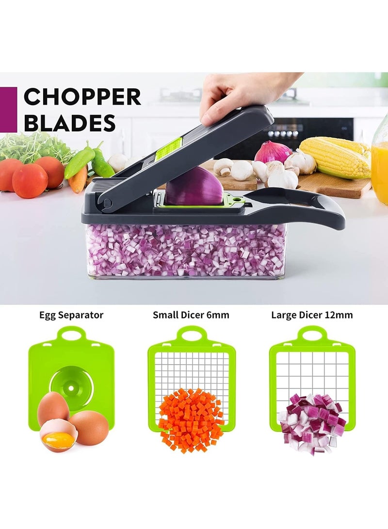 16-in-1 Vegetable Chopper with Container – Multifunction Manual Food Cutter, Slicer, Dicer, Grater, Peeler – Kitchen Tool with Safety Holder & Drain Basket – Easy Cleaning – BPA Free  - Image 2