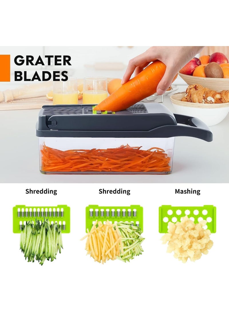 16-in-1 Vegetable Chopper with Container – Multifunction Manual Food Cutter, Slicer, Dicer, Grater, Peeler – Kitchen Tool with Safety Holder & Drain Basket – Easy Cleaning – BPA Free  - Image 4