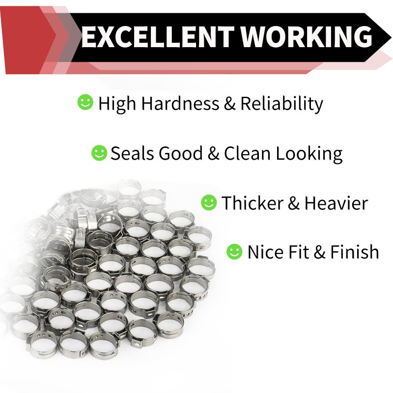 EFIELD (عبوة من 50) حلقات مشبك من الفولاذ المقاوم للصدأ مقاس 3/4 بوصة من Efield لأنابيب/أنابيب Pex (3/4 بوصة - 50 قطعة) - Image 4