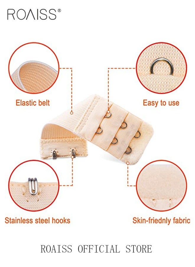 roaiss - 6 Pack High Elastic Bra Extension Buckle Set for Women - Bralette Length Adjustment - Bra Back Universal Two and Three Rows - Skin-friendly Fabric - Bra Strap Extender - Image 1