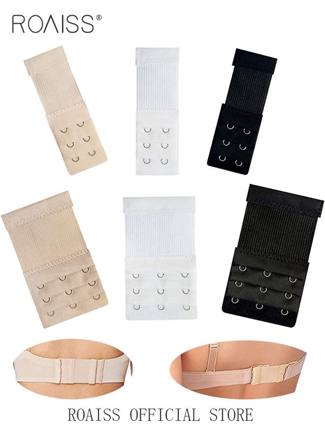 roaiss - 6 Pack High Elastic Bra Extension Buckle Set for Women - Bralette Length Adjustment - Bra Back Universal Two and Three Rows - Skin-friendly Fabric - Bra Strap Extender - Image 1