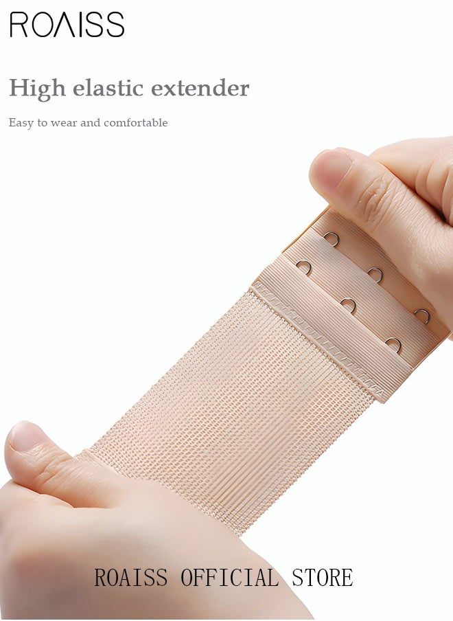 roaiss - 6 Pack High Elastic Bra Extension Buckle Set for Women - Bralette Length Adjustment - Bra Back Universal Two and Three Rows - Skin-friendly Fabric - Bra Strap Extender - Image 1