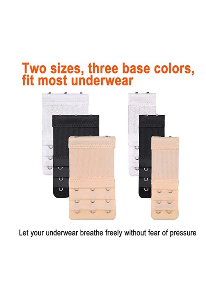 roaiss - 6 Pack High Elastic Bra Extension Buckle Set for Women - Bralette Length Adjustment - Bra Back Universal Two and Three Rows - Skin-friendly Fabric - Bra Strap Extender - Image 1