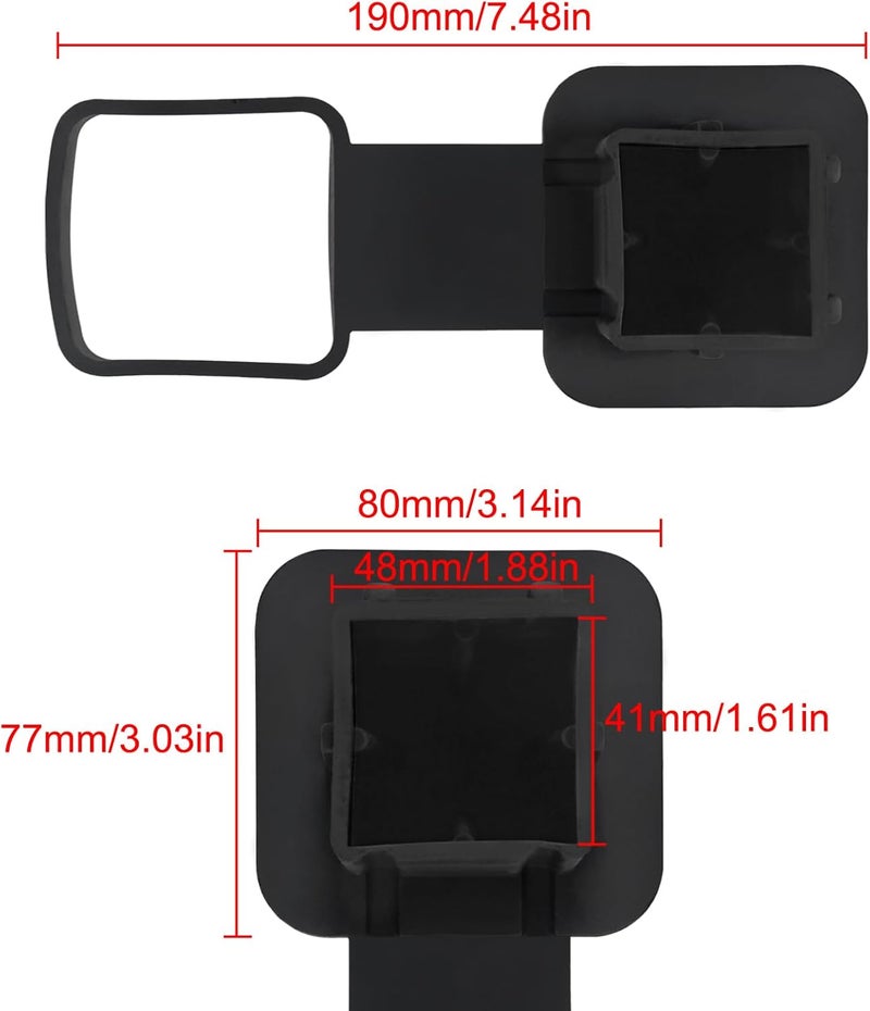 DORHEA Trailer Hitch Tube Cover 2'' Rubber Hitch Tube Cover Plug Cap Insert 2 inch Receivers Class 3 4 5 for Dodge Ram Porsche Benz Toyota Ford Jeep Chevrolet Nissan ATV UTV Polaris - Black - Image 5