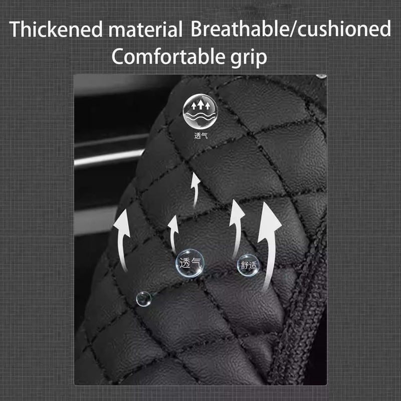 WLERIR Microfiber Leather Steering Wheel Cover with Anti-Slip Lining Universal Car Accessory for Steering Wheel with a Diameter of 14.5-15 inch (Black) - Image 5