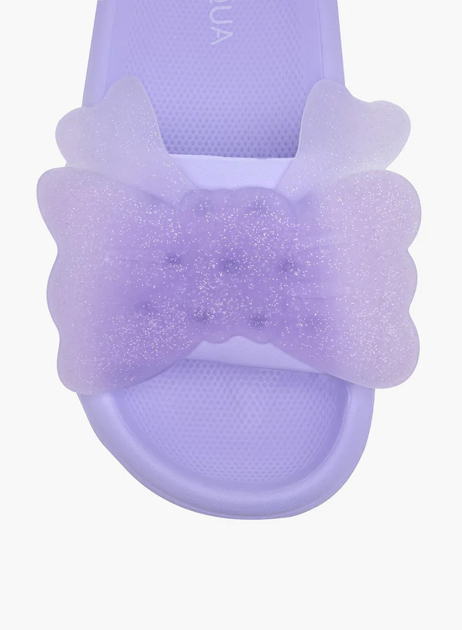 Aqua Girls Butterfly Accent Slip-On Slides