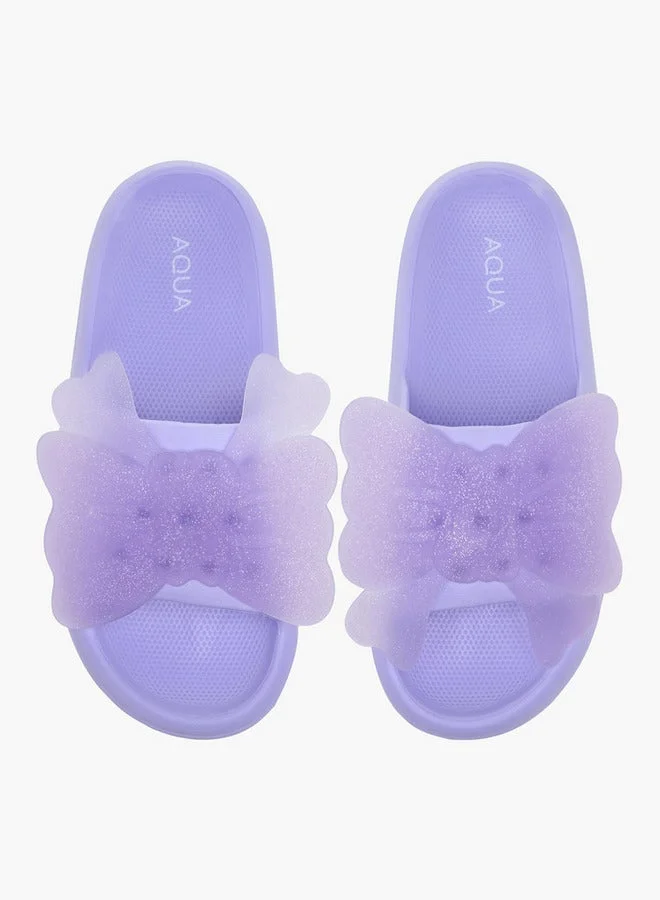 Aqua Girls Butterfly Accent Slip-On Slides
