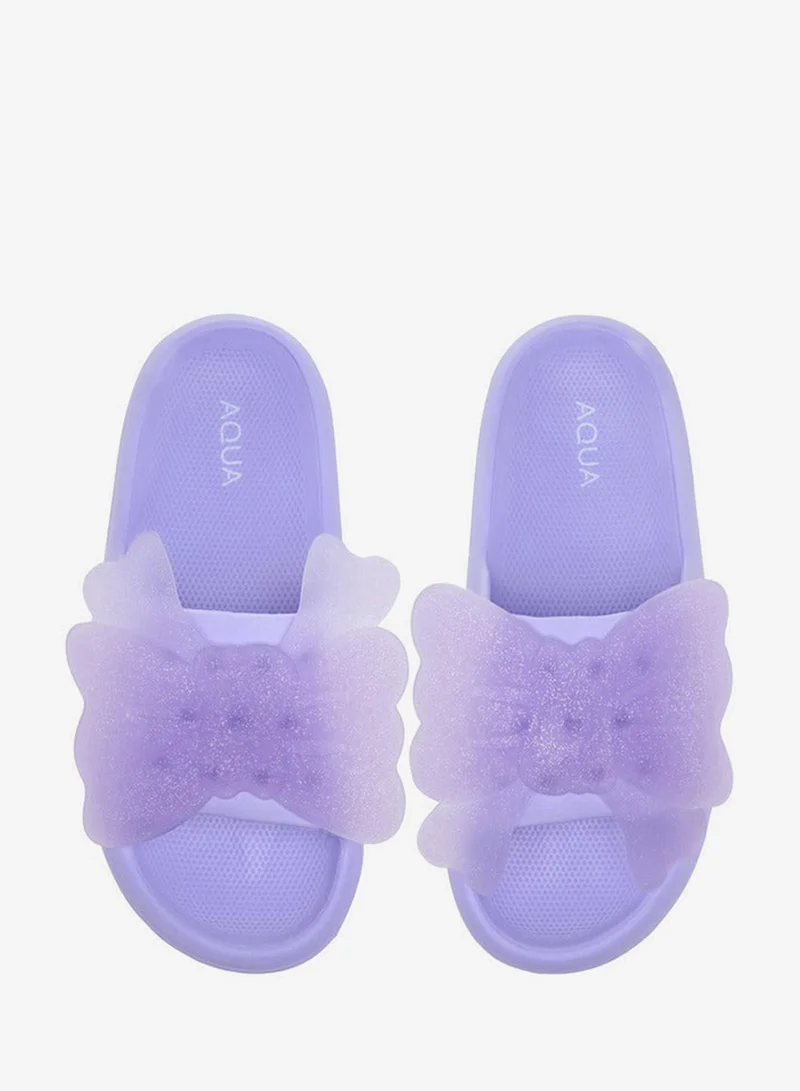 Aqua Girls Butterfly Accent Slip-On Slides