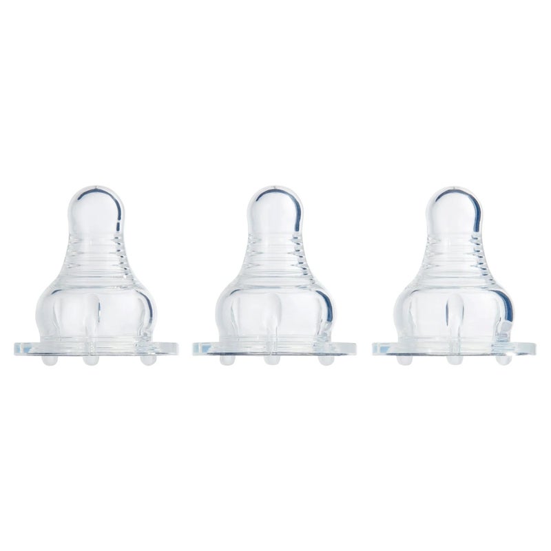 Parent's Choice Fast Flow Silicone Nipples for Standard Neck Infant Baby Bottles, Age 6+ Months, Soft, Vented, Clear, BPA Free, 3 Count - 1 Pack - Image 2