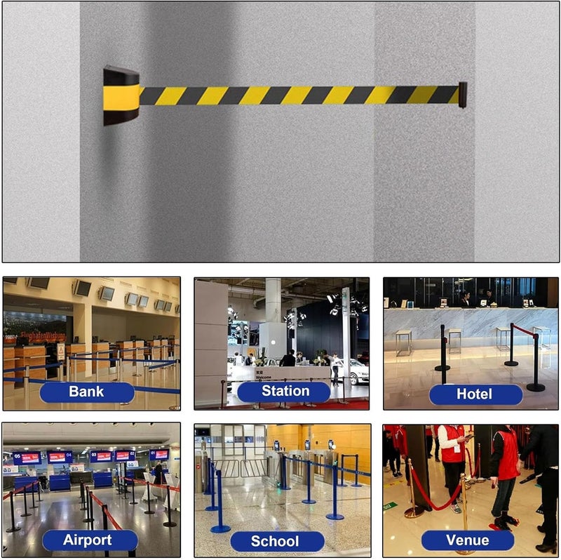 Wall Mount Retractable Belt Barrier, Crowd Control Wall Barrier, with mounting Accessories, for Playground Park Hotel Crowd Control (5M/16.4FT) - Image 5