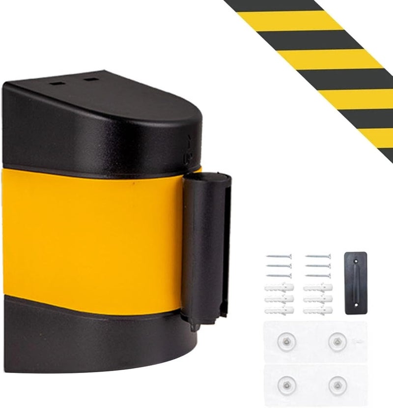 Wall Mount Retractable Belt Barrier, Crowd Control Wall Barrier, with mounting Accessories, for Playground Park Hotel Crowd Control (5M/16.4FT) - Image 1