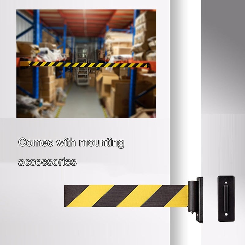 Wall Mount Retractable Belt Barrier, Crowd Control Wall Barrier, with mounting Accessories, for Playground Park Hotel Crowd Control (5M/16.4FT) - Image 2