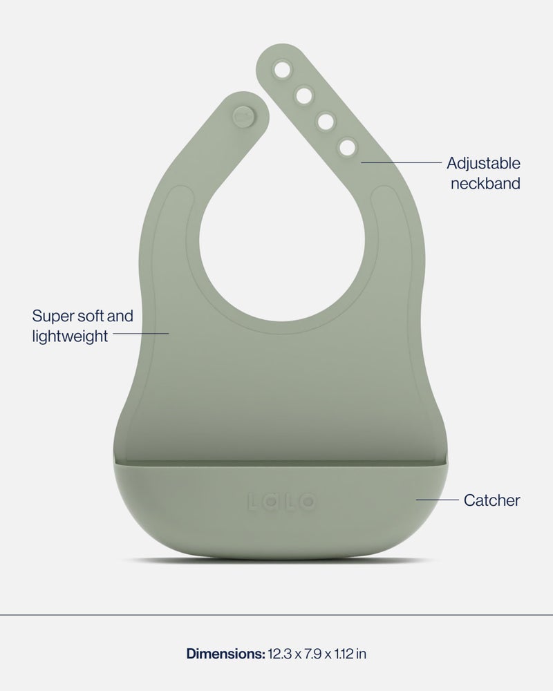 Lalo First Bites Starting Solids Silicone Baby Feeding Set with Suction Bowl, 2 Spoons and 1 Bib - 4-Piece Baby-Led Weaning Supplies - Non-Toxic Silicone Infant Tableware - Sage - Image 5