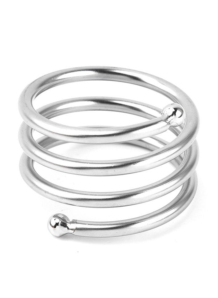 Luxurious Silver Hotel Napkin Rings Silver Napkin Rings Buckles Set Spiral Metal Napkin Ring Holder Napkin Rings Restaurant Napkin Ring Hotel Dining Table Towel Napkin Ring Set for Dinning Table Decorations Wedding Holiday Parties Dining Decor