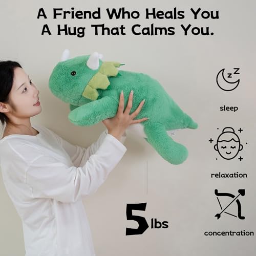 Gudisi 5 Pounds Weighted Dinosaur Stuffed Animals 236Inch Large Green Weighted Dino PlushHuggable Companion for Kids Adults Gift for Thanksgiving Christmas and Birthday - Image 5