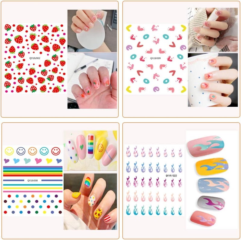 IHUKEIT Nail Stickers for Women and Little Girls - 12 Sheets 3D Self-Adhesive DIY Nail Art Decoration Set Including Flowers Leaves Animals Plants Fruits Nail Decals for Woman Kids Girls - Image 5
