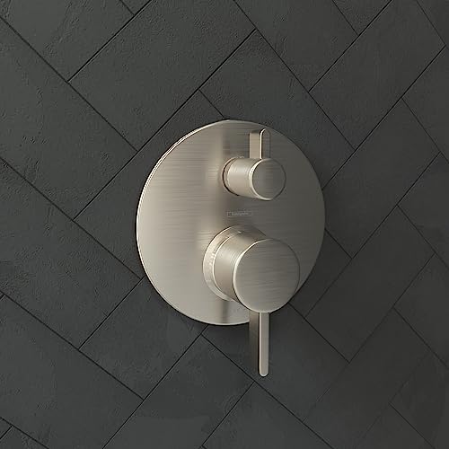 hansgrohe Ecostat Modern Pressure Balance Shower Valve Trim with Diverter in Brushed Nickel, 04447820 - Image 2