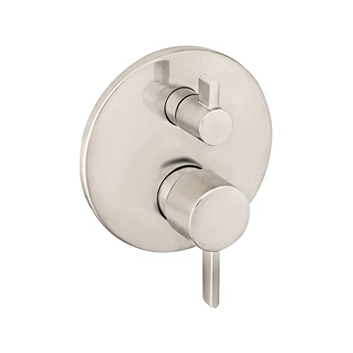 hansgrohe Ecostat Modern Pressure Balance Shower Valve Trim with Diverter in Brushed Nickel, 04447820 - Image 1