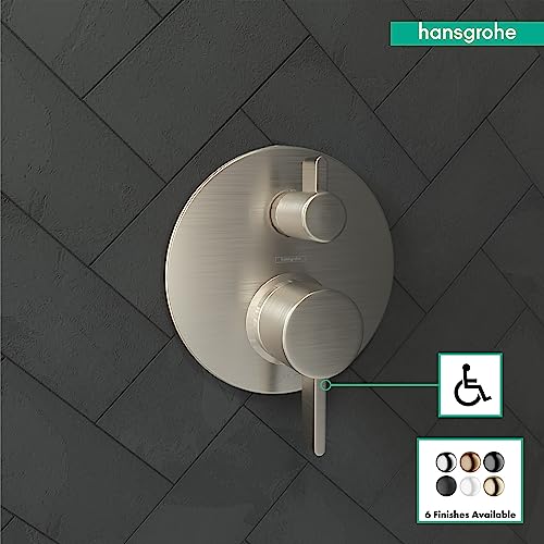 hansgrohe Ecostat Modern Pressure Balance Shower Valve Trim with Diverter in Brushed Nickel, 04447820 - Image 3