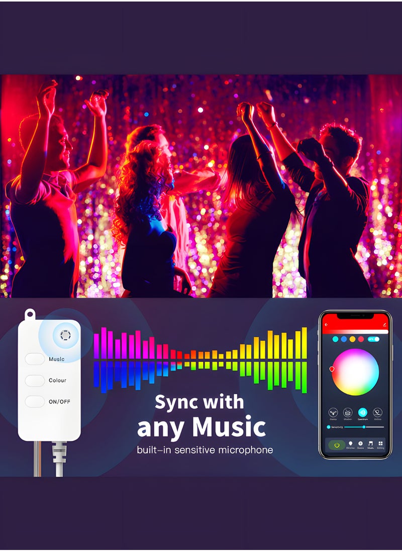 10M 66LED Globe Fairy Lights - Colorful Copper Wire Fairy String Lights - 16 Single Colors, 4 Music Modes, 2 APP DIY Modes, Bluetooth, USB Powered, Remote Control for Wedding Party Home Decoration