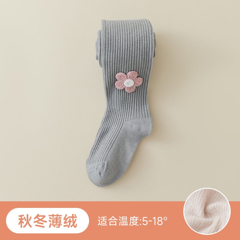 Girls' Leggings Children'S Pantyhose Thin Velvet Sunflower Baby Leggings Fine Cotton Brushed Baby Girls' Socks - Image 1