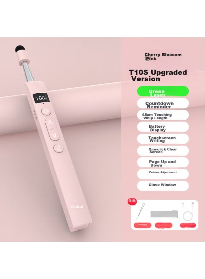 Oubai T10s Page-turning Pen For Teachers, Laser Pointer Ppt Retractable Teaching Pointer, Suitable For Seewo Teaching And Public Course Demonstration, With Countdown Timer, Writable Touchscreen, Pink Green Light - Image 4