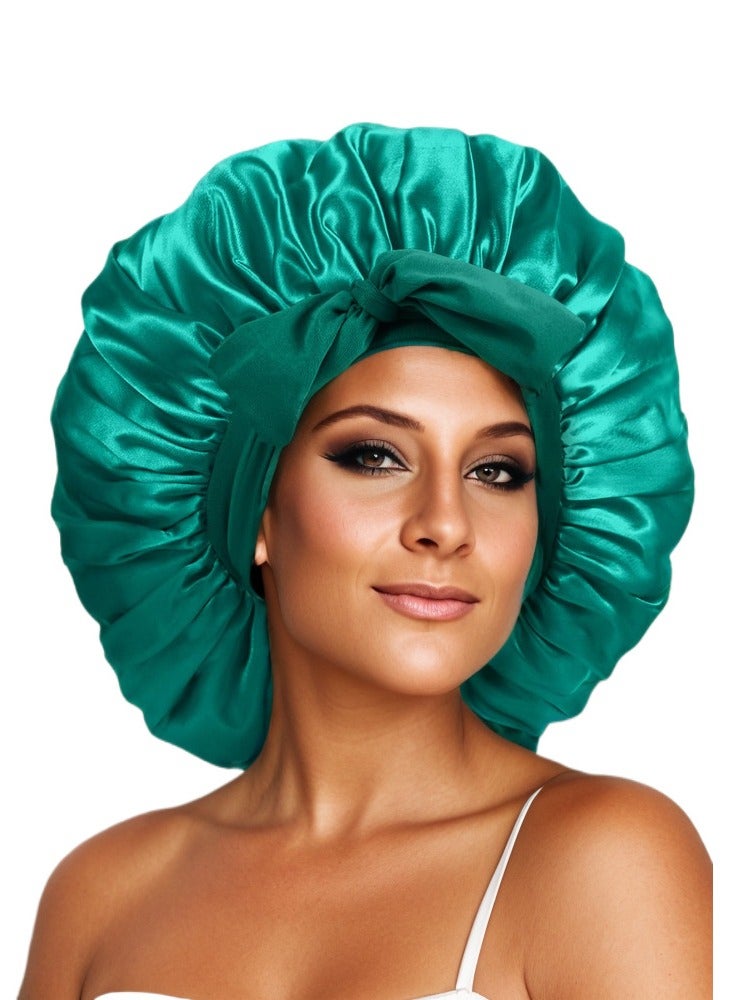 Adjustable Satin Sleeping Bonnet with Ribbon, Silky Double Layer Night Sleeping Cap with Elastic Bow Tie Band  - Image 1