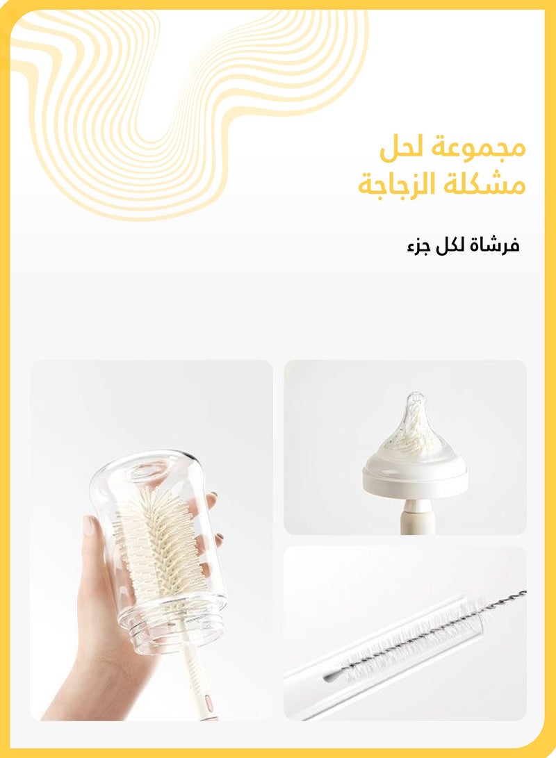 شي آند ليتل طقم تنظيف رضاعات أطفال 6 في 1 بفرشاة سيليكون محمولة مع موزع صابون ورف تجفيف وصندوق تخزين مناسب للسفر والاستخدام اليومي هدية للأمهات بعد الولادة ورمضان وعيد الميلاد رمادي أخضر - Image 4