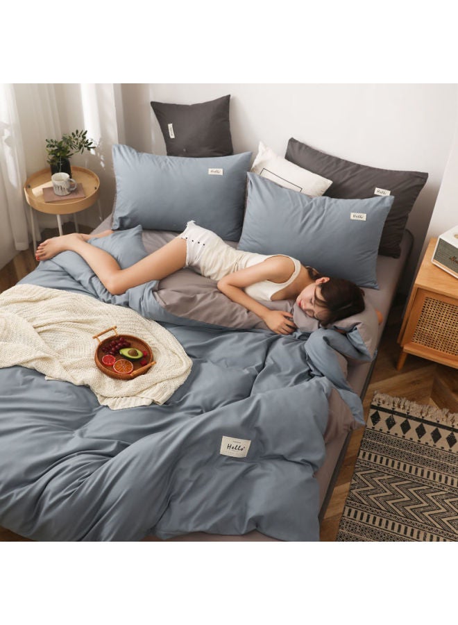 Skin-friendly Sanding Solid Color Single Quilt Cover Simple Nordic Style No Pilling No Fading Student Dormitory Upper And Lower Burds-Color: Light Blue + Light Gray✦✦-Specifications:Single Quilt Cover 220*240cm✦✦ - Image 1