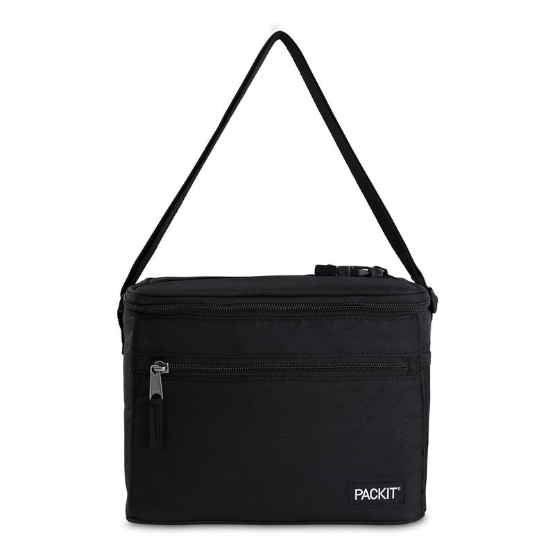 PackIt(R) Freezable Essential Cooler, Black, Built with EcoFreeze(R) Technology, Fully Freezable, Collapsible, Reusable, With Removable Crossbody Strap, Top Clip Handle, Designed for Fresh Office - Image 1
