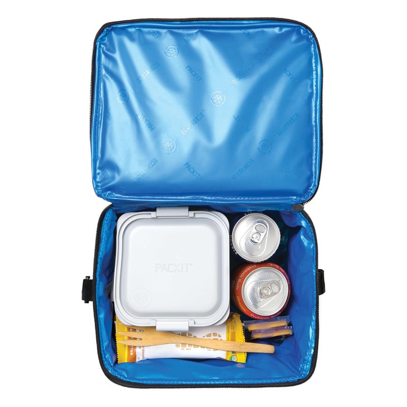 PackIt(R) Freezable Essential Cooler, Black, Built with EcoFreeze(R) Technology, Fully Freezable, Collapsible, Reusable, With Removable Crossbody Strap, Top Clip Handle, Designed for Fresh Office - Image 5