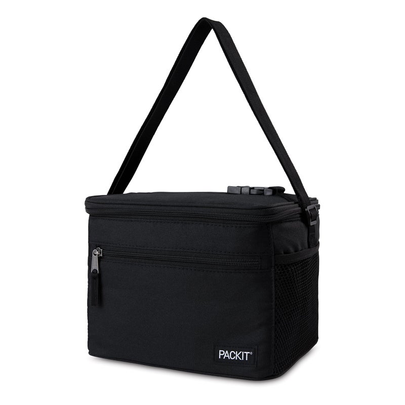 PackIt(R) Freezable Essential Cooler, Black, Built with EcoFreeze(R) Technology, Fully Freezable, Collapsible, Reusable, With Removable Crossbody Strap, Top Clip Handle, Designed for Fresh Office - Image 2