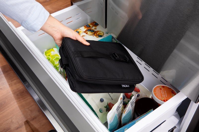 PackIt(R) Freezable Essential Cooler, Black, Built with EcoFreeze(R) Technology, Fully Freezable, Collapsible, Reusable, With Removable Crossbody Strap, Top Clip Handle, Designed for Fresh Office - Image 3
