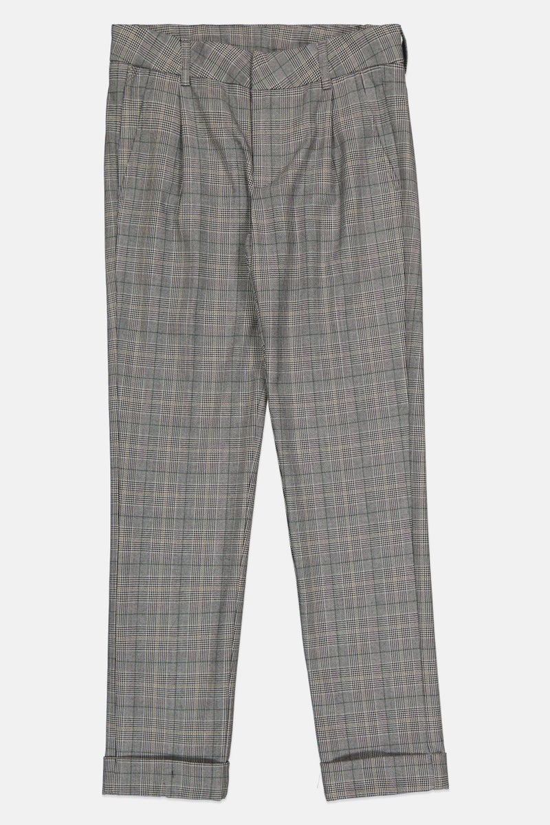 Reiko Women Cigarette Fit Checkered Print Formal Pants, Multicolor - Image 2