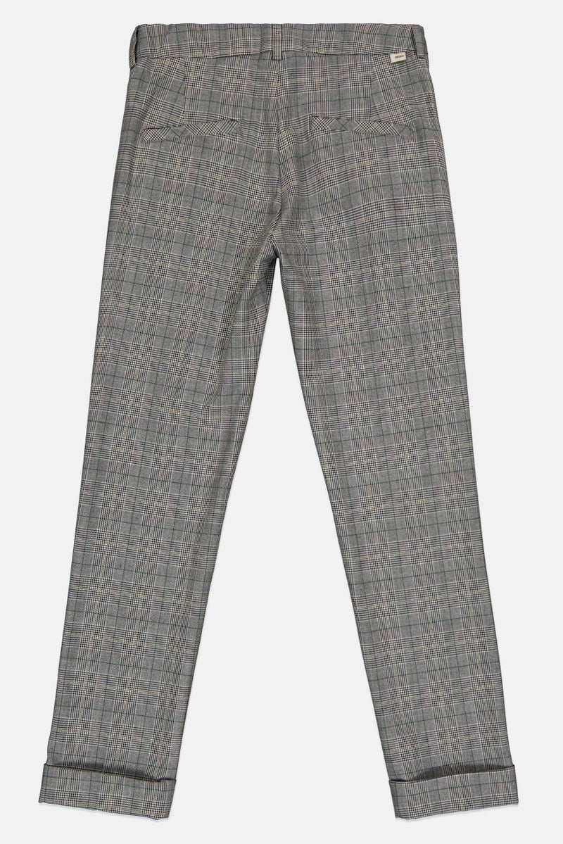 Reiko Women Cigarette Fit Checkered Print Formal Pants, Multicolor - Image 3