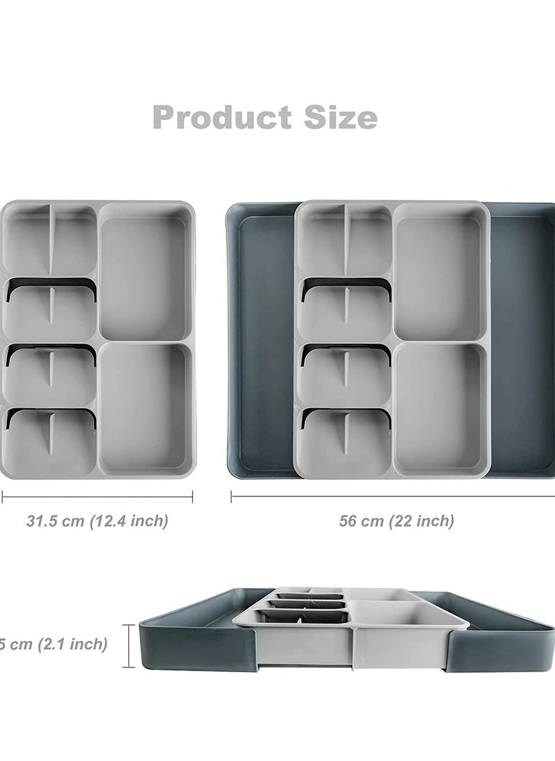 Kitchen Drawer Organizer Tray, Expandable Utensil Drawer Tray for Storage and Organization of Cutlery, Spoons, Cooking Utensils and Gadgets