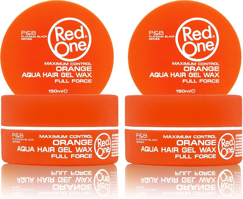 RedOne Aqua Hair Wax Orange 2x150 ml Strong Hold Gel Wax for Men Women Sweet Melon Scent WaterBased Styling Wax Professional Barber Quality Long Lasting Control Shiny Finish
