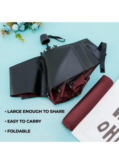 Kuber Industries Kuber Industries 3 Fold Manual Umbrella | Windproof, Sunproof & Rainproof | With Polyester Canopy, Sturdy Steel Shaft & Wrist Straps | Easy to Hold & Carry | Umbrella for Women, Men & Kids |Red  - Image 5
