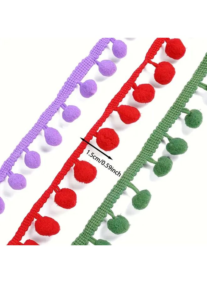 Big Red 3m Nylon Pom Pom Trim 15mm Colorful Ball Decorative Tape For DIY Crafts - Image 3
