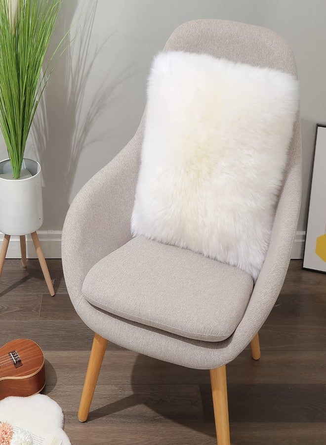 LLB Luxury Genuine Sheepskin Throw Pillow Covers Soft Fluffy Solid Decorative Square Couch Pillow Cover 18"x18" Pillowcase Cushion Case for Sofa Bedroom Car Bed No Pillow Insert Long Wool Ivory White - Image 2