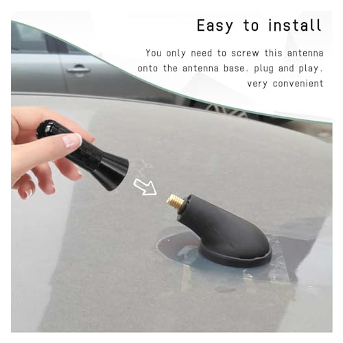 Sylvil Car Short Antenna, 1.37" Aluminum Radio Antennas Replacement, Carbon Fiber Antenna Kit with Screws, AM/FM Roof Mount Car Radio Reception Antennas Mast for Most Cars SUVs (Black) - Image 3