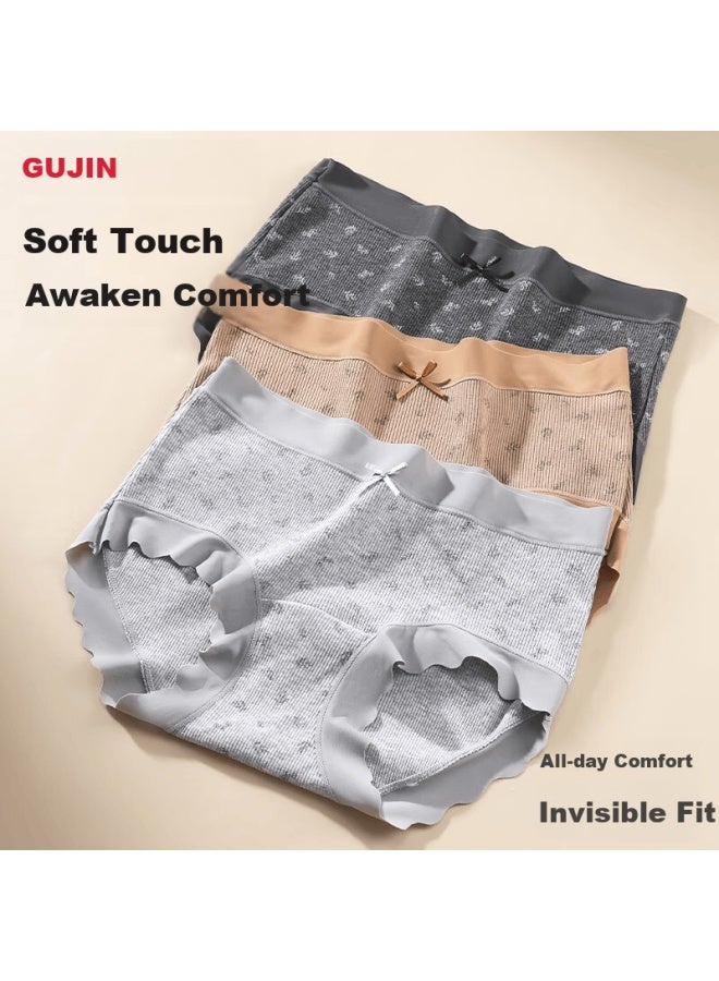 Gujin Women's Seamless Pure Cotton Underwear Skin-friendly Breathable Mid-rise Briefs - Image 4