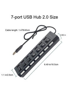 غنافوتو موزع موزع USB متعدد المنافذ، موزع USB 2.0 متعدد المنافذ، موزع USB 2.0 ذو 7 منافذ للكمبيوتر المحمول، موسع منافذ USB مع مفتاح تشغيل/إيقاف فردي متوافق مع جميع أجهزة USB  - Image 5