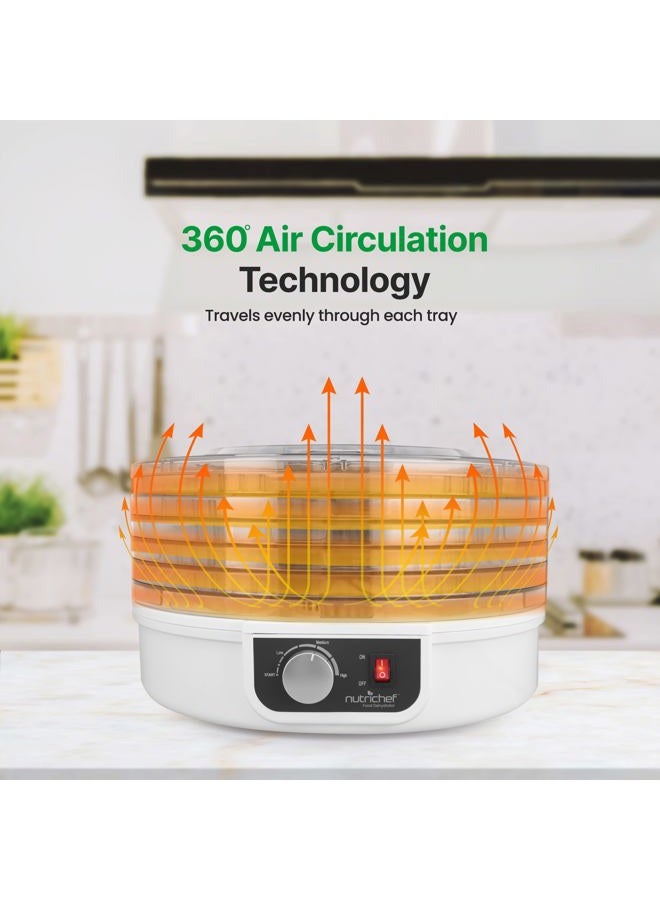 NutriChef آلة تجفيف الطعام الكهربائية، أجهزة مطبخ احترافية متعددة الطبقات، صانع لحم أو لحم بقر مجفف، مجفف فواكه وخضروات مع 5 صواني قابلة للتكديس، دوران هواء عالي الحرارة - PKFD12 - Image 5