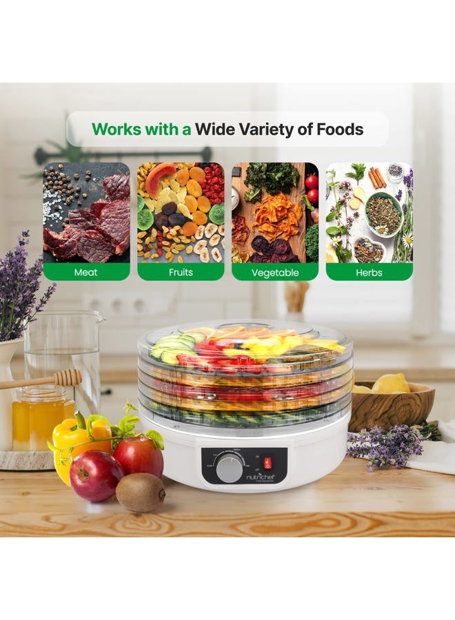 NutriChef آلة تجفيف الطعام الكهربائية، أجهزة مطبخ احترافية متعددة الطبقات، صانع لحم أو لحم بقر مجفف، مجفف فواكه وخضروات مع 5 صواني قابلة للتكديس، دوران هواء عالي الحرارة - PKFD12 - Image 3